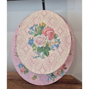 Round Hat Box / Decorative Storage Pink floral print